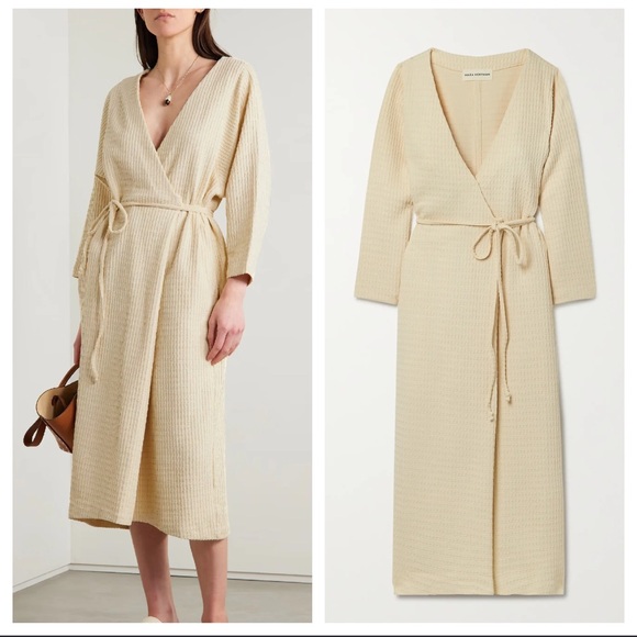 Mara Hoffman Dresses & Skirts - Mara Hoffman Tiffany Wrap Dress - Cream Ivory Waffle Texture Midi Dress sz 2X